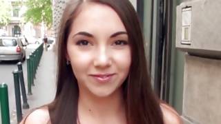 Mouthwatering cutie is moaning while screwed doggie style